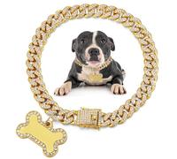 Hillban Chaîne pour Chien - Collier doré avec Strass en Acier Inoxydable - Chaîne de Marche pour Chiot, garçon, Fille, Petit Chien (25,4 cm)