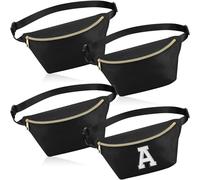 Hillban Lot de 4 sacs banane Preppy - Résistants à l'eau - Avec sangle réglable - Pour cadeaux de voyage - Pour homme et femme, noir, One Size