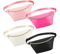 Hillban Lot de 4 Sacs Banane réglables en Nylon résistant à l'eau pour Voyage, Femme et Homme, Noir, Rose Rouge, Blanc, Rose, Taille Unique