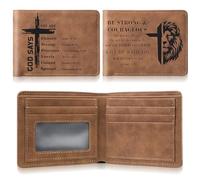 Hillban Portefeuille chrétien en cuir pour homme - Gravure chrétienne avec versets de la Bible Foi Inspiration Cadeau de Noël d'anniversaire, marron, Style classique