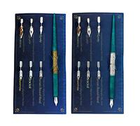 Hillento Kit de stylo de dessin de calligraphie de manga en bois de marbre, stylo à plume comique professionnel, comprend 2 poignées de porte-stylo, 12 plumes pour le lettrage, le bronze et l'argent