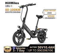 HillMiles 1 Electric cycle 250W Brushless Motor 36V10.4AH Lithium Battery 60KM Range e-Bike Adult City Electric Electric Bike noir