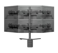 HILLPORT Support de moniteur 6 écrans pour 13 à 27 pouces, support d'écran, rotatif à 360°, 2 options de montage, VESA 75/100 X35-6P
