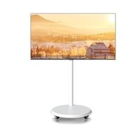 HILLPORT Support TV Blanc sur roulettes, Support Mobile pour Téléviseurs Plasma/LCD/LED de 24" à 43", Écran Rotatif à 360° et Réglable en Hauteur, Capacité Max. 30 kg, VESA 100&200mm SC50200W