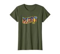 Hill's Angels Tropical Beach Texte T-Shirt, Femme, Olive, XS