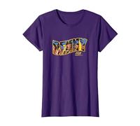 Hill's Angels Tropical Beach Texte T-Shirt, Femme, Violet, XS