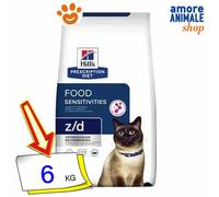 Hills Nourriture Prescription Pour Chats Z/D Original Cibo Secco 1,5/6 Kg