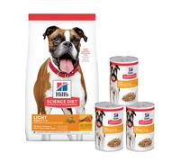 HILL'S Science Plan Adult Light Nourriture sèche pour Chien de taille moyenne au poulet 14 kg + 3 boîtes GRATUITES