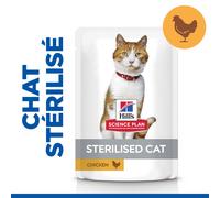 Hill's Science Plan Adult Sterilised Sachets repas Chat Stérilisé Au Poulet - 12 x 85g