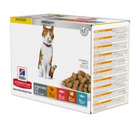 Hill's Science Plan Young Adult Multipack 12 Sachets Repas Pour Chat Stérilisé 4 Saveurs 12x85g