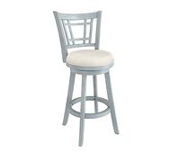 Hillsdale, Fairfox Tabouret de bar pivotant en bois avec dossier en treillis rectangulaire, brosse métallique bleue