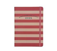 Hilltop Supplies Agenda semainier 2026 de luxe | 7 jours par 2 pages | Agenda journalier | Motifs à rayures | Ruban de recherche de pages | Calandre, jours fériés | 18,7 cm x 13,5 cm (rose et blanc)