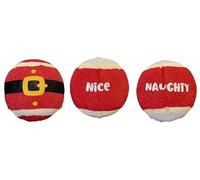 Hilltop Supplies Lot de 3 balles de tennis de Noël pour chien, Père Noël, coquin, joli, balles pour chien, jouets pour animaux de compagnie