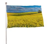 Hilltop View - Vaste drapeau de champs de fleurs jaunes - 9,1 x 1,5 m - Bannière décorative pour cour, porche, pelouse, ferme