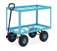 hillvert HT-TWIN-150 Chariot de jardin 150 kg Étagères grillagées amovibles Chariot de jardin 4 roues Chariot jardin Chariot remorque Chariot jardin