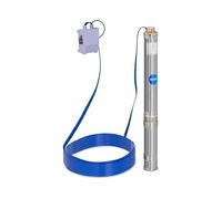 Hillvert Pompe de Puits Submersible, Immergée, Acier Inox, 4800 L/h | 750 W, Profondeur de Pompage Max. 91 m, Diamètre de la Pompe 95 mm