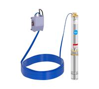 hillvert Pompe Submersible Pompe À Eau Immergée HT-ROBSON-SP550-80 (Débit De 3 000 l/h, 550 W, Hauteur De Refoulement 80 m, Pour Forages ø 100 mm, Boîtier De Commande Compris)