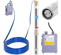 hillvert Pompe Submersible 95 mm / 3.75'' - 6000 l/h - 1100 W - 20 m de câble / 101 m de hauteur d'élévation - Inox, Pompe À Eau Immergée