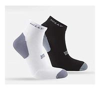 Hilly Active-Quarter-Min (Twin Pack) Cushioning Chaussettes de Course, Blanc/Noir/Gris, M Mixte