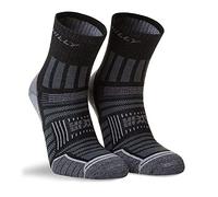 Hilly Twin Skin-Anklet-Min Cushioning Chaussettes de Course, Noir/Gris chiné, L Mixte