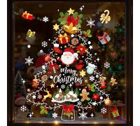 Hillylolly Autocollant Fenêtre Noël 60×90 cm, Stickers Sapin de Noël Réutilisable, Grand Format pour Décoration Festive (B, vert)