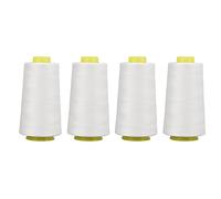 Hilo de serger Holigie 4pcs, White Premium poliéster desgaste resistente con un hilo ampliamente utilizado para la nave de tejidos de grocheters