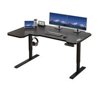 Hilodesk 150cm L-shaped writing desk, Height adjustable desktop electric writing desks drawing office desk for home office, black