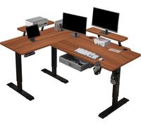 Hilodesk 160cm Bureau électrique réglable en hauteur Bureau d'angle Bureau debout en forme de bureau avec support d'écran et tiroir,Vintage