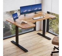 Hilodesk Bureau en L réglable en hauteur électriquement Bureau d'angle, avec deux moteurs, bureau en L pupitre, avecà 4 mémoires, Brown