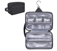 HILOMON Trousse de toilette pour homme, fermeture éclair YKK, sac d'hygiène à suspendre avec crochet pivotant en métal XXL, grande comparaison, étanche pour accessoires de voyage, noir, 10.6x6.7x4.3,