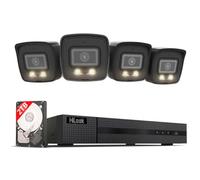 HiLook by HIKVISION Kit PoE 4 caméras Bullet 6MP – Vision nocturne IR/Couleur, NVR 8CH 4K, 2To, IA