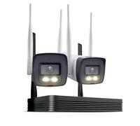 HiLook Kit caméra de Surveillance Wi-FI d'extérieur | 2 caméras Bullet 4 MP | WiFi NVS avec Fente Micro SD | Kit Complet | Caméra d'extérieur | Détection des Personnes et des véhicules | Vision