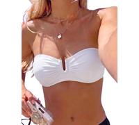 Hilor Haut de bikini pour femme avec armatures A-C Cup - Haut de maillot de bain push-up avec soutien-gorge bandeau, blanc, 42