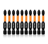 Hilpaty Jeu de 10 Embout Visseuse Cruciforme PH2 Longueur 50mm Professionnel Bit de Tournevis Phillips à Aimanté Choc, Tige Hexagonale 1/4"