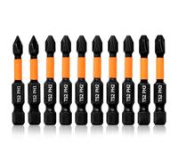 Hilpaty Jeu de 10 Embout Visseuse Phillips à Aimanté Choc Longueur 50mm Professionnel Embouts Tournevis Cruciforme PH1*2 PH2*6 PH3*2, Tige Hexagonale 1/4"