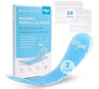 Hilph Lot de 2 compresses périnéales de glace et de froid avec 24 manchons jetables pour post-partum, thérapie de compression froide pour la récupération vaginale, la vasectomie, la grossesse et le