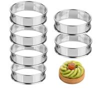 Hilsita 6 pièces/set Anneau à muffins ronds, cercle a tarte en acier inoxydable, anneau à moules alimentaires pour galettes de bœuf, œufs frits, tortilla, hauteur 2.5 cm (Diamètre 8 cm, 3.1 in)