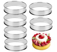 Hilsita 6 pièces/set Anneau à muffins ronds, cercle a tarte en acier inoxydable, anneau à moules alimentaires pour galettes de bœuf, œufs frits, tortilla, hauteur 2.5 cm (Diamètre 10 cm, 3.9 in)