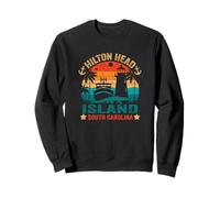 Hilton Head Island Caroline du Sud USA Retro Sunset Harbor Sweatshirt