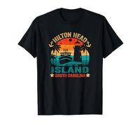 Hilton Head Island Caroline du Sud USA Retro Sunset Harbor T-Shirt