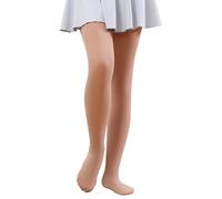 Hiltzo Convertibles Collants de danse pour filles, Collants de Transition Ultra-Doux, 1/2 paires de Bas de Danse pour École de Ballet et de Gymnastique(Beige,122-134)