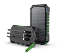 Hiluckey Batterie Externe Solaire 27000mAh - Chargeur Solaire Power Bank avec 3 Câbles USB C Charge Rapide, Chargeur Portable avec 3 Ports pour Téléphone Tablette (Vert)