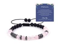 Hilufiet Bracelet de perles en pierre pour fille, grand-mère, bracelet à code morse, cadeau pour mère, petite-fille, bijou fait à la main, Métal, Pas de gemme