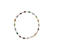 Hilufiet Bracelet plaqué or 18 carats avec cristaux multicolores ronds et carrés fabriqués au Brésil - Collier double face rétro en cristal