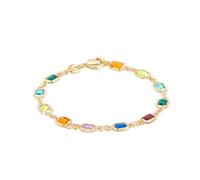 Hilufiet Bracelet plaqué or 18 carats avec cristaux multicolores ronds et carrés fabriqués au Brésil - Collier double face rétro en cristal