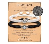 Hilufiet Bracelet « To My Love You » en 100 langues - Symbole de l'éternité - Bracelet pour couple - Cadeau de Saint-Valentin ou d'anniversaire, adjustable, Métal, Pas de gemme