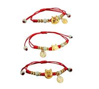 Hilufiet Lot de 2/3 bracelets tressés pour le Nouvel An 2024 - Dragon porte-bonheur chinois - Breloque réglable - Imitation jade - Avec signe de bénédiction, Métal, Pas de gemme