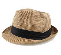 HilyBony Chapeau de paille pliable d'été pour garçons et filles, kaki, 2-5 ans