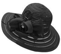 HilyBony Chapeau Kentucky à large bord en organza pour femme, chapeau derby pour mariage, église, thé, fête à large bord, chapeau de soleil d'été, Noir , M