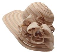 HilyBony Chapeau Kentucky à large bord en organza pour femme, chapeau derby pour mariage, église, thé, fête à large bord, chapeau de soleil d'été, kaki, M